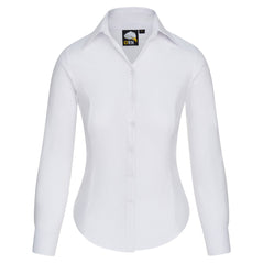 Orn Workwear ORN Classic Oxford Long Sleeve Blouse in white with white buttons and collar.