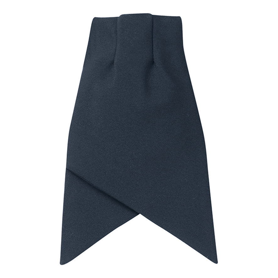 Orn Workwear ORN Clip-on Cravat in navy with pleat at top and cross over points at bottom.