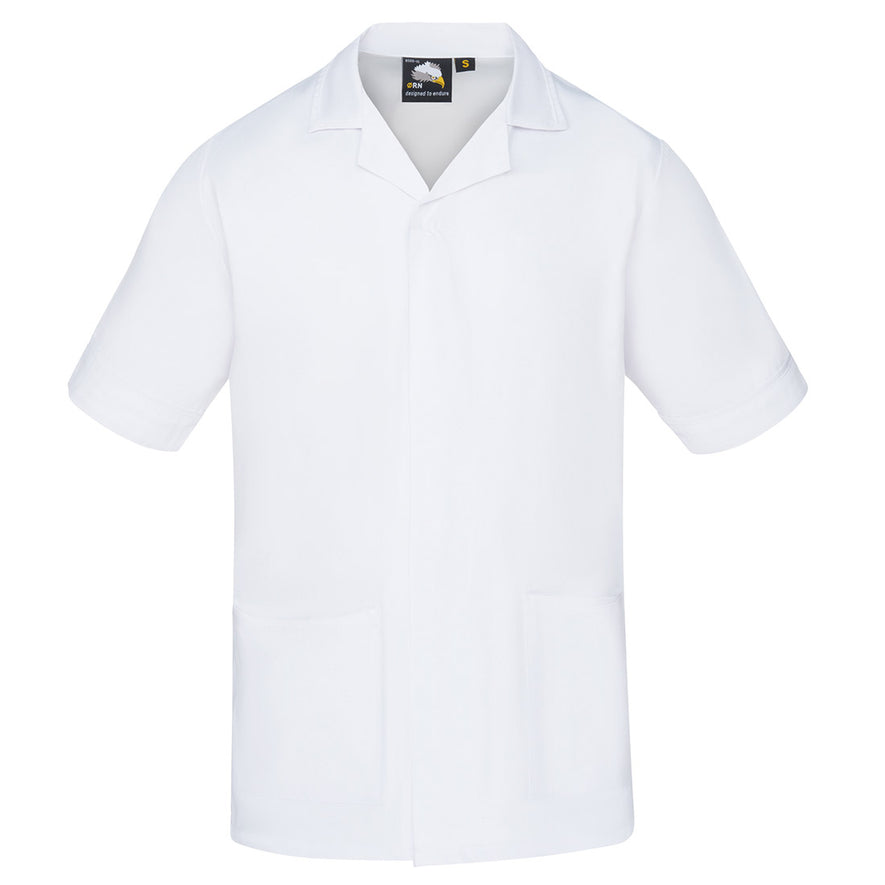 Orn Workwear Darwin Tunic in white with pockets on the tunic lower.