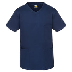 Orn Workwear Scrub Tunic in navy with pockets on the tunic lower with and left chest.