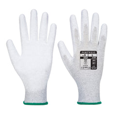 Grey ESD Antistatic glove with white PU palm coating