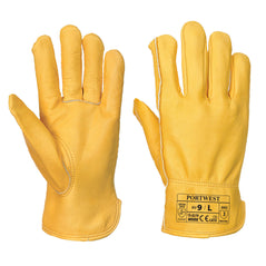 Yellow leather classic driver gloves