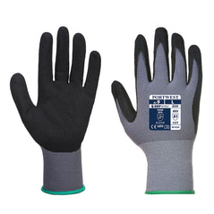 Grey dermiflex glove with black palm and Grey wrist cuff.