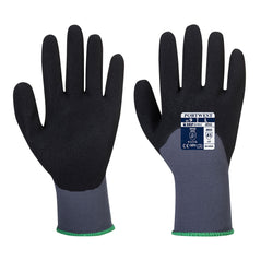 Grey dermiflex ultra glove with black palm, black fingers and Grey wrist cuff.
