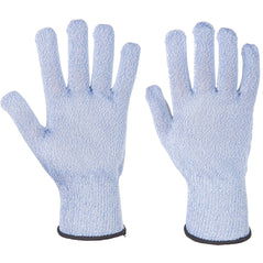 Blue Portwest Sabre Light Cut protection gloves. Gloves are a light blue colour and have black elasticated wrist.