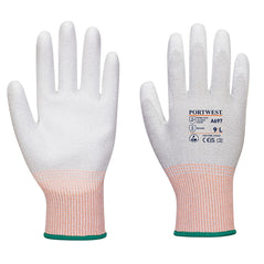Grey and white PU palm Glove Black with paterned orange sleeve and elasticated green wrist