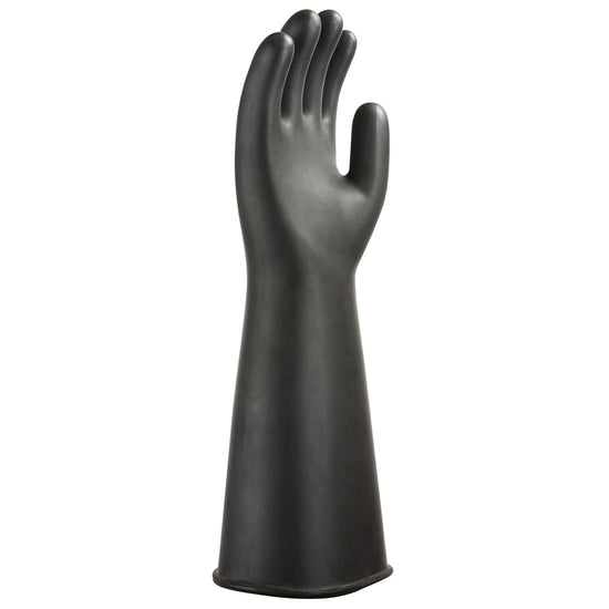 Black heavyweight latex rubber gauntlet.