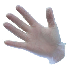 Portwest Clear Powdered Disposable Vinyl Gloves. Gloves are a vinyl fit and have an elasticated wrist.