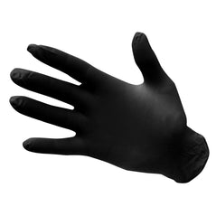 Portwest Black Powder free Disposable Nitrile Gloves. Gloves are a tight nitrile fit and have an elasticated wrist.