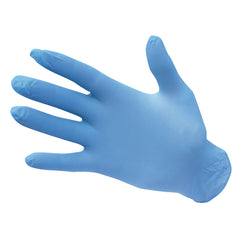 Portwest Blue Powder free Disposable Nitrile Gloves. Gloves are a tight nitrile fit and have an elasticated wrist.