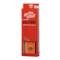 Red retail box of orange footbed insole.