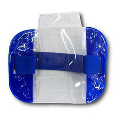 Blue overarm I.D. holder with hi visibility properties
