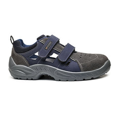 Blue base Central Sandal with grey sole, blue mid and velcro fasten with a protective toe.