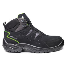 Black and Green Base Harlem Top safety boot with a protective toe and a colour contrast to the upper.