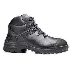 Black Base Morrison Safety Boot with a protective toe and scuff cap on the toe.