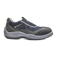 Base Grey and Navy Mechanic Safety Shoe with a protective toe, Scuff cap and is slip on.
