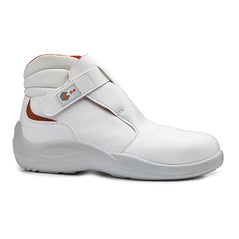 Base Cromo High Safety Shoe with velcro fasten, protective toe and orange contrast through out. 