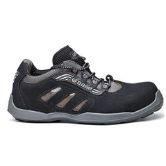 Base Darts Safety Trainer in Black and Grey with a protective toe and grey mesh
