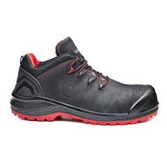 Black Base Be Strong Be Uniform Safety Boot. Boot has a Red sole, Black sole upper and black laces. Boot has base branding and Red contrast through out.