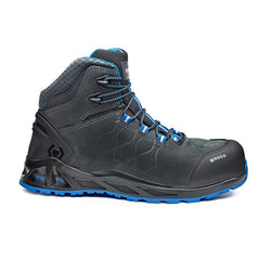 Black and blue Base K Road Top Safety Boot with a protective toe, scuff cap and contrast on the top and sole of the Boot.