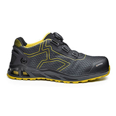 Black and Yellow Base K Jump/ K Trek/ K Rush Safety Trainer with a protective toe, scuff cap and contrast on the side and sole of the trainer.