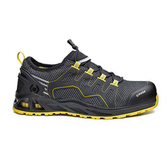 Black and yellow Base K Balance/ K Walk Safety Trainer with a protective toe, scuff cap and contrast on the side and sole of the trainer.
