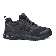 Black Base K Young Safety trainer with a protective toe, scuff cap and contrast on the top and sole of the trainer.