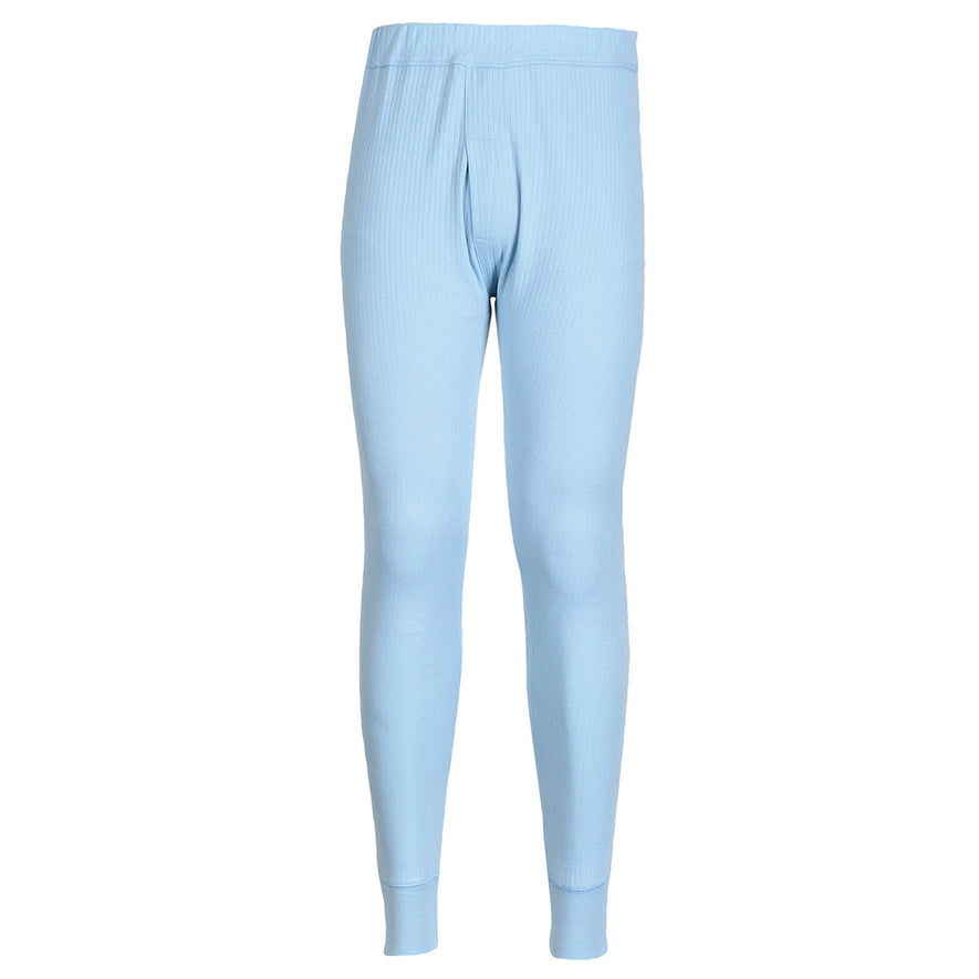 Sky Blue portwest thermal baselayer Trousers. Trousers have elasticated waist.