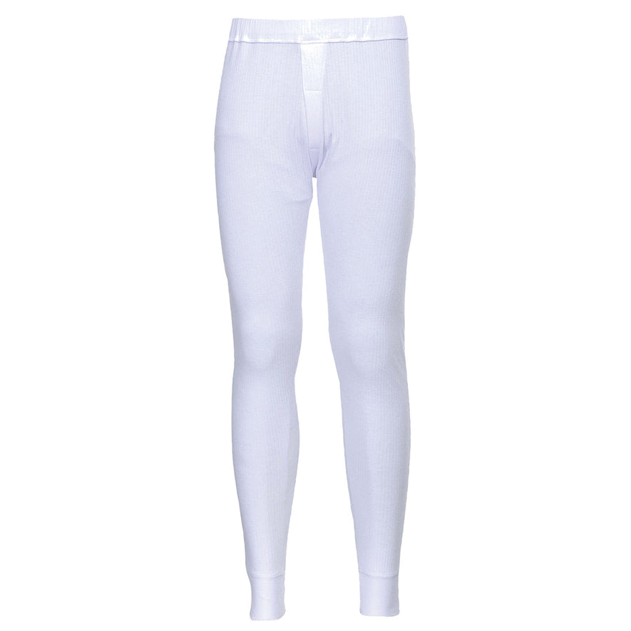 White portwest thermal baselayer Trousers. Trousers have elasticated waist.
