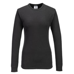 Portwest Women's Thermal T-Shirt with long sleeves and crew neck in black.