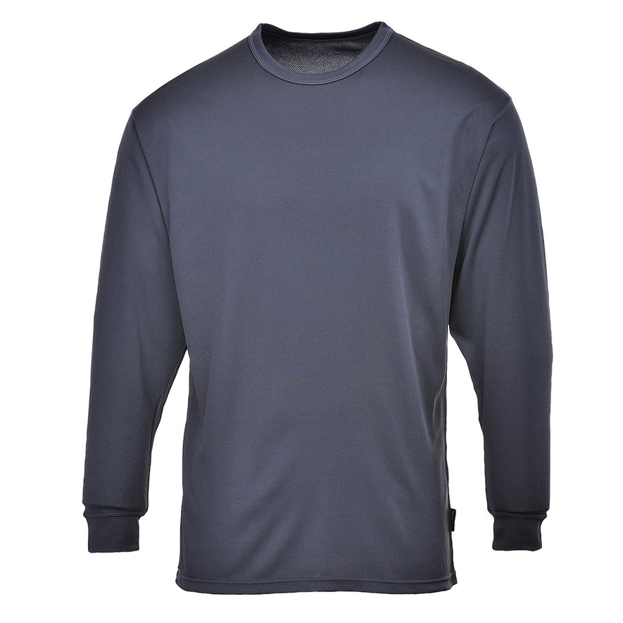 Navy portwest thermal baselayer long sleeve top. Top has elasticated wrist.