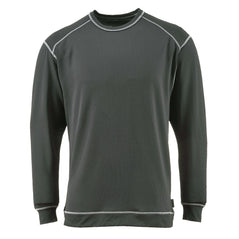 Charcoal antibacterial base long sleeve top with grey stitching.