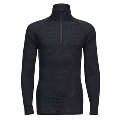 Portwest Merino Wool 1/4 Zip Baselayer Top in black with zip on neck and collar, seam on shoulders and high neck collar.