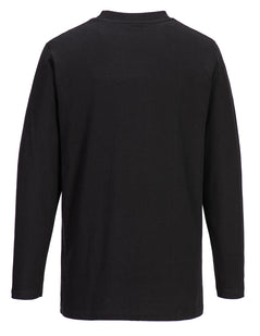 Back of Portwest Long Sleeve T-Shirt in black with long sleeves.