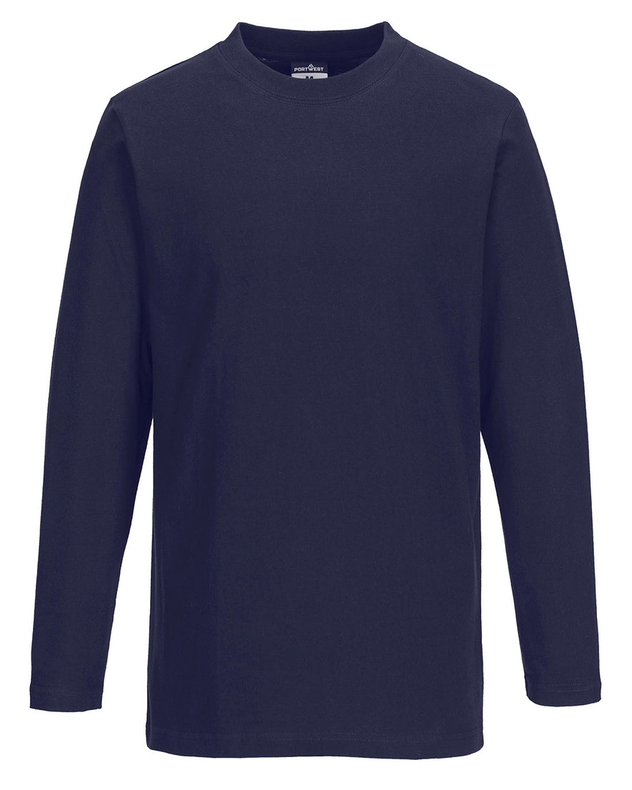 Portwest Long Sleeve T-Shirt in navy with long sleeves and crew neck.