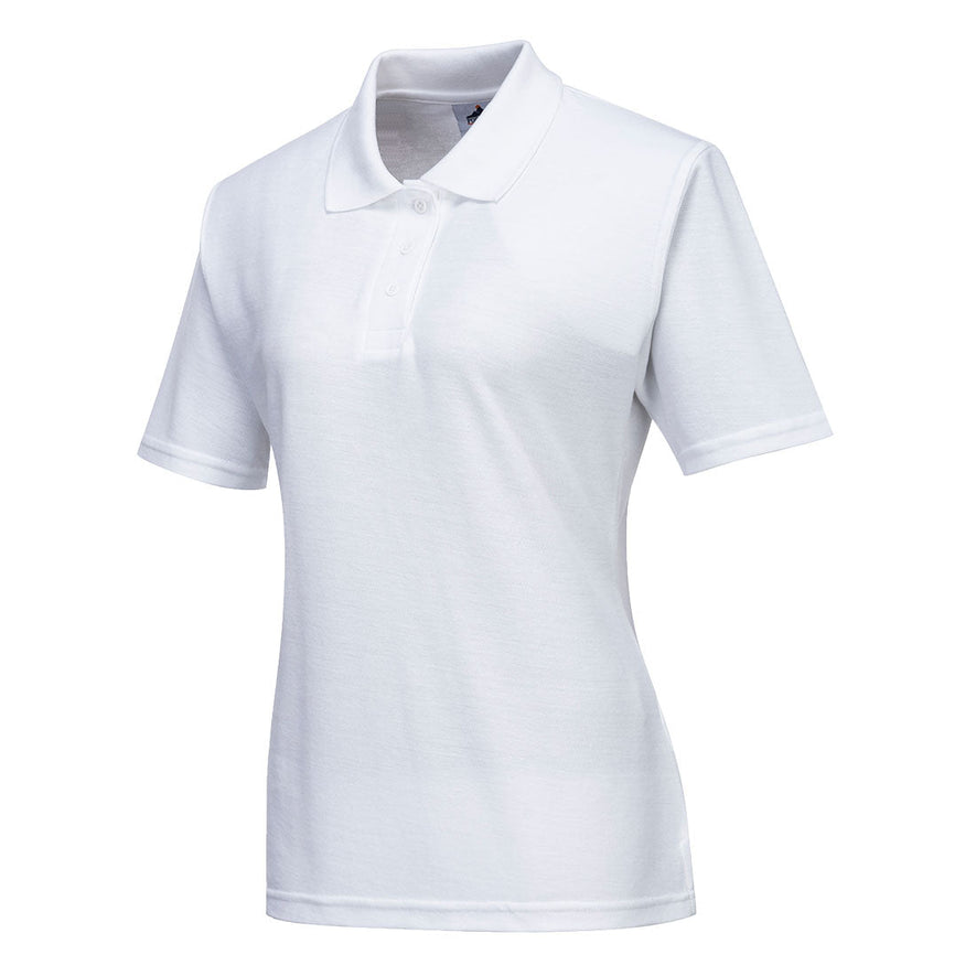 White Portwest Ladies Naples Polo shirt.