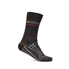 Black Base 600 short sock, Sock has Grey middle of foot and orange base branding.