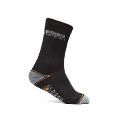 Black Base 400 short sock, Sock has grey ankle, Grey toe and orange base branding.