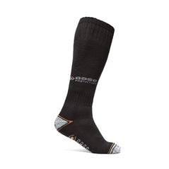 Black Base 400 long sock, Sock has grey ankle, Grey toe and orange base branding.
