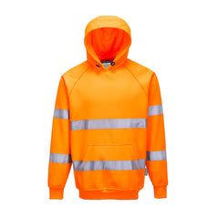 Orange Hi-Vis Hooded Sweatshirt with reflective tape