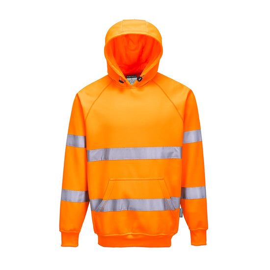 Orange Hi-Vis Hooded Sweatshirt with reflective tape