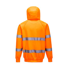 Back of Orange Hi-Vis Hooded Sweatshirt with reflective tape