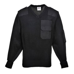 Black Portwest Nato sweatshirt. Sweatshirt had a large chest pocket and two shoulder pad pockets.