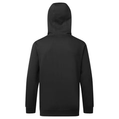 Back of Portwest Zip Through Hoodie in black with long sleeves and hood.