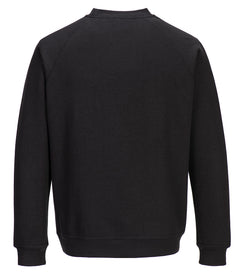 Back of Portwest Women's Sweatshirt in black with long sleeves.