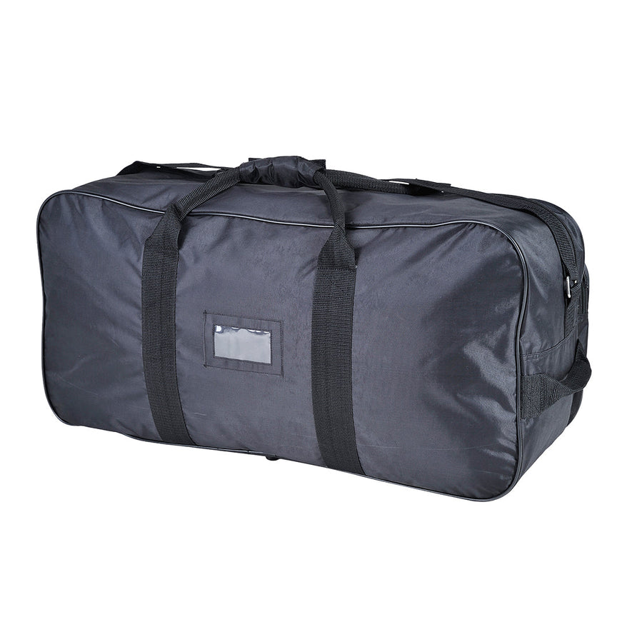 Black holdall bag. Bas has zip fasten easy carry handle and I.D. badge holder.