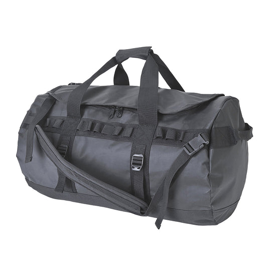 Black Portwest waterproof hold all 70L bag from portwest. Bag has black straps and zip pocket tighten.