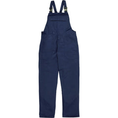 Navy bizweld fire retardant bib and brace with large front pocket and shoulder straps.