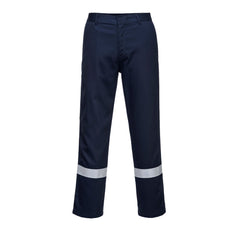 Bizweld Iona Trouser in navy with ankle hi vis bands.