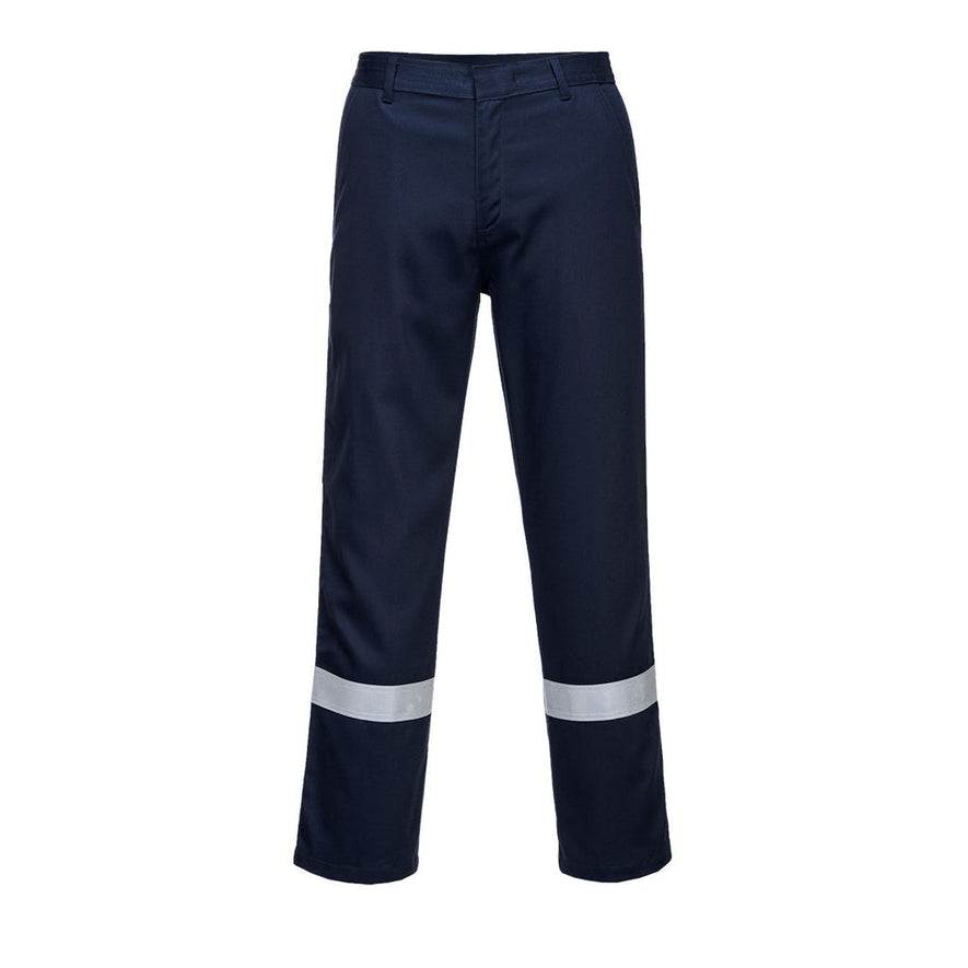 Bizweld Iona Trouser in navy with ankle hi vis bands.